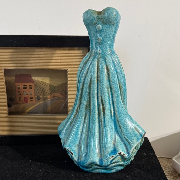 Other - Vintage 1990s Blue Crackle Dress Silhouette Vase